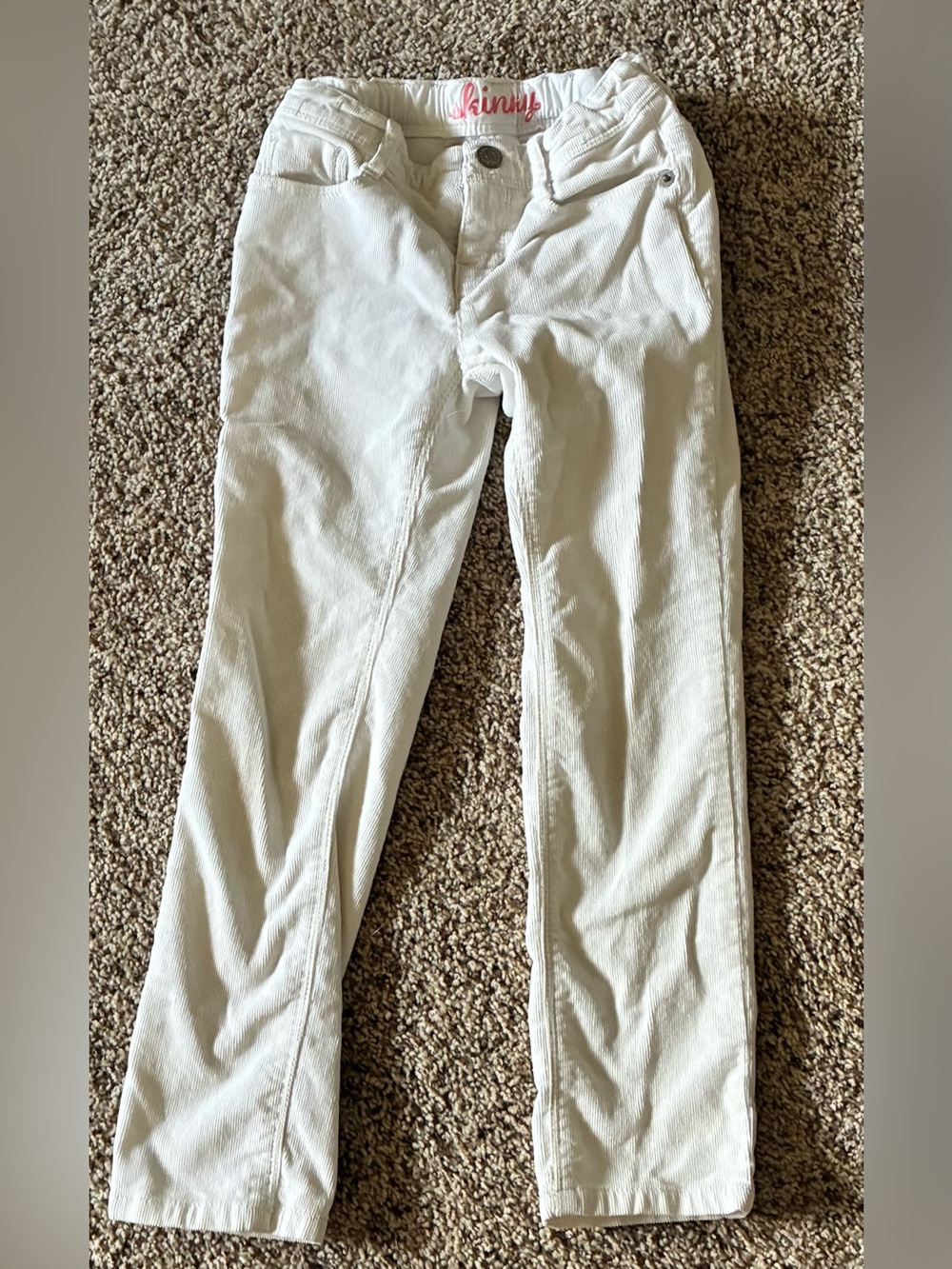Gymboree Girls White Corduroy Skinny Fit Pants Size 6 Stretch Casual